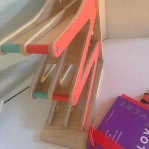 LOVEVERY Wooden CAR TRACK Toy - Coral and Mint WITH book
